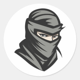 Ninja Shinobi Head Portrait Runder Aufkleber