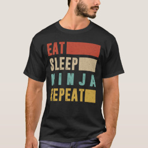 Ninja-Shirt, Vintager Schlaf Ninja Wiederholung, T-Shirt