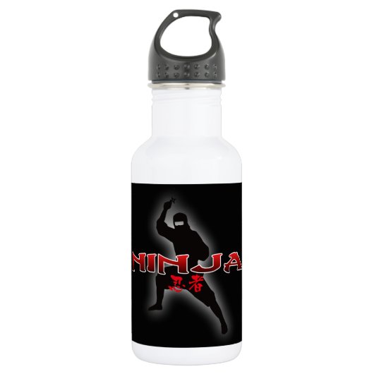 Ninja Silhouette Edelstahlflasche (Vorderseite)