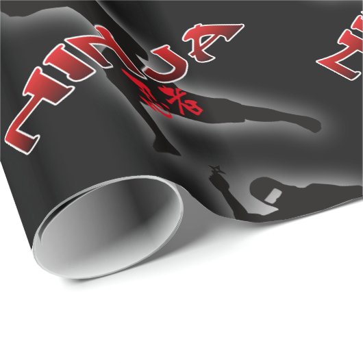 Ninja Silhouette Geschenkpapier (Rolleneckpunkt)