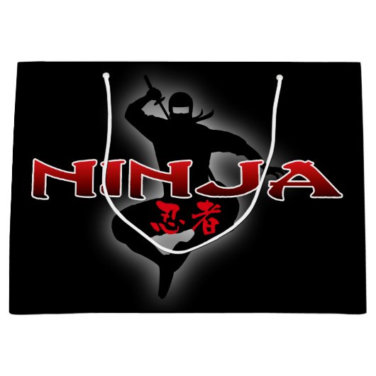 Ninja-Silhouette Große Geschenktüte (Vorderseite)