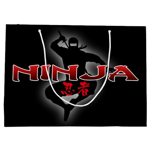Ninja-Silhouette Große Geschenktüte (Rückseite)