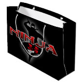 Ninja-Silhouette Große Geschenktüte (Rückseite Schrägansicht)