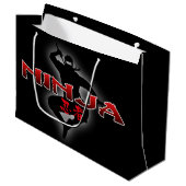 Ninja-Silhouette Große Geschenktüte (Vorderseite Schrägansicht)