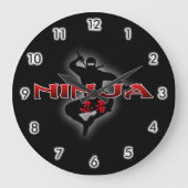 Ninja-Silhouette Große Wanduhr (Vorderseite)