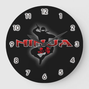 Ninja Silhouette Große Wanduhr