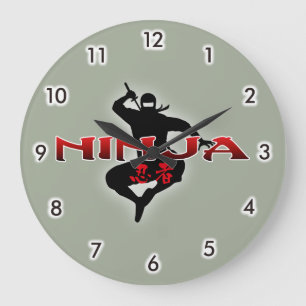 Ninja Silhouette Große Wanduhr
