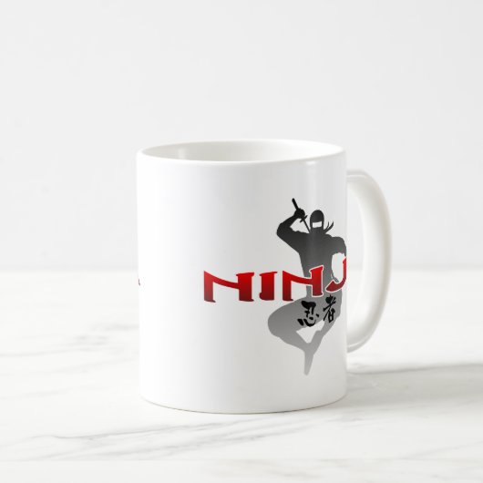 Ninja Silhouette Kaffeetasse (VorderseiteRechts)