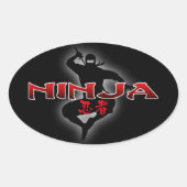 Ninja Silhouette Ovaler Aufkleber (Vorderseite)
