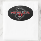 Ninja Silhouette Ovaler Aufkleber (Tasche)