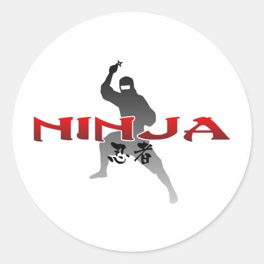 Ninja Silhouette Runder Aufkleber (Vorderseite)