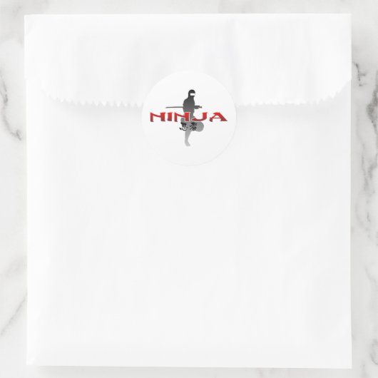 Ninja Silhouette Runder Aufkleber (Tasche)
