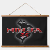 Ninja Silhouette Wandteppich Mit Holzrahmen (Vorne)