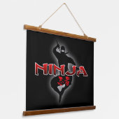 Ninja Silhouette Wandteppich Mit Holzrahmen (Gewinkelt)