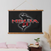 Ninja Silhouette Wandteppich Mit Holzrahmen (Schlafzimmer)