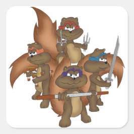 Ninja Squirrels Quadratischer Aufkleber
