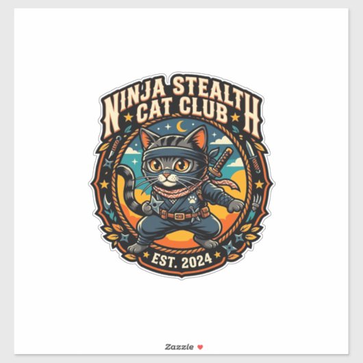 Ninja-Stealth-Katze Katzen-Mama Geschenkidee - Nin Aufkleber (Blatt)