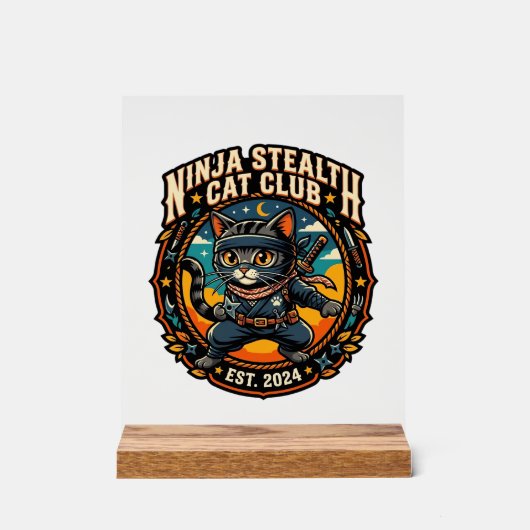 Ninja-Stealth-Katze Katzenmutter-Geschenkidee - Ni Acrylschild (Vorderseite)