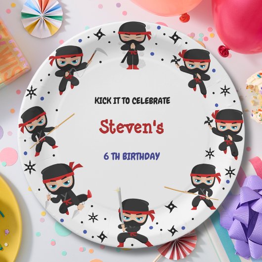 Ninja-Stil Kindergeburtstag Pappteller
