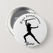 Ninja Swordswoman Silhouette Thunder_Cove Button (Vorne & Hinten)