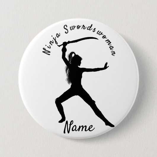 Ninja Swordswoman Silhouette Thunder_Cove Button (Vorderseite)