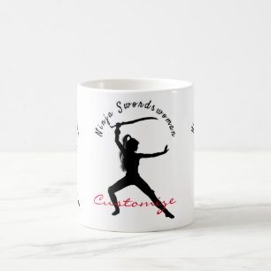 Ninja Swordswoman Silhouette Thunder_Cove Kaffeetasse