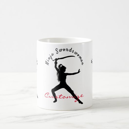 Ninja Swordswoman Silhouette Thunder_Cove Kaffeetasse (Mittel)