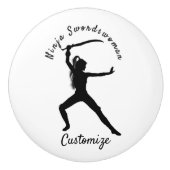 Ninja Swordswoman Silhouette Thunder_Cove Keramikknauf (Vorderseite)