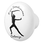 Ninja Swordswoman Silhouette Thunder_Cove Keramikknauf (Rechts)