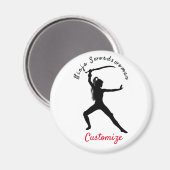 Ninja Swordswoman Silhouette Thunder_Cove Magnet (Vorderseite/Rückseite)