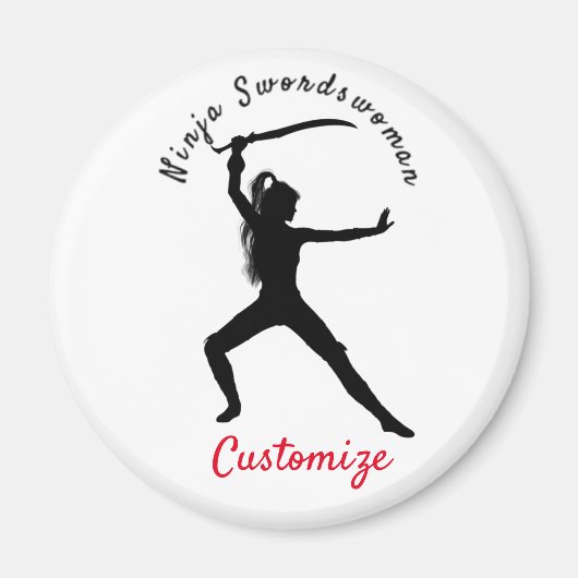 Ninja Swordswoman Silhouette Thunder_Cove Magnet (Vorne)