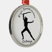 Ninja Swordswoman Silhouette Thunder_Cove Ornament Aus Metall (Rechts)