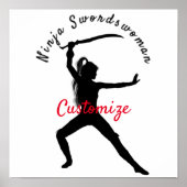Ninja Swordswoman Silhouette Thunder_Cove Poster (Vorne)