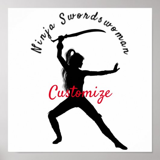 Ninja Swordswoman Silhouette Thunder_Cove Poster (Vorne)