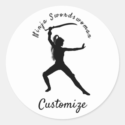 Ninja Swordswoman Silhouette Thunder_Cove Runder Aufkleber (Vorderseite)