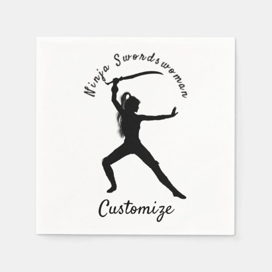 Ninja Swordswoman Silhouette Thunder_Cove Serviette (Vorderseite)