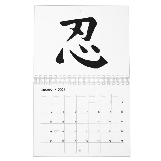 Ninja-Symbol Kalender (Jan 2026)