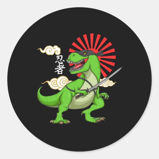 Ninja T-rex Funny Japanese Style Art Sticker (Vorderseite)
