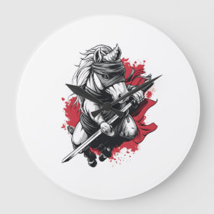 Ninja-Tarnkappen-Einhorn (1) Große Wanduhr