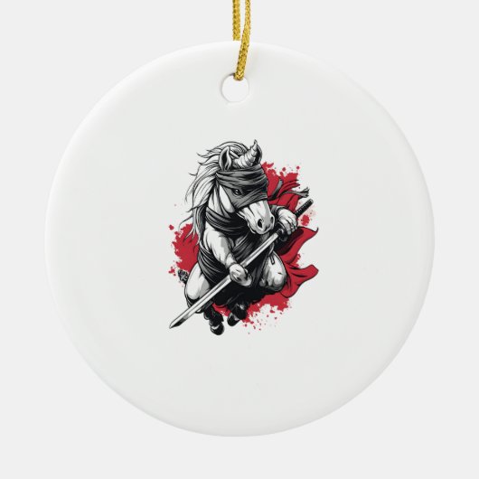 Ninja-Tarnung-Einhorn (1) Keramik Ornament (Vorne)