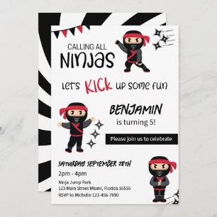 Ninja Theme Birthday Martial Arts Warrior Einladung