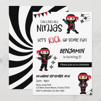 Ninja Theme Birthday Martial Arts Warrior Einladung