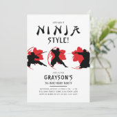 Ninja Theme Birthday Party Einladung (Stehend Vorderseite)