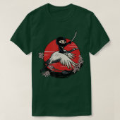 Ninja Tomo Riding Crane Japanese Fantasy Anime T-Shirt (Design vorne)