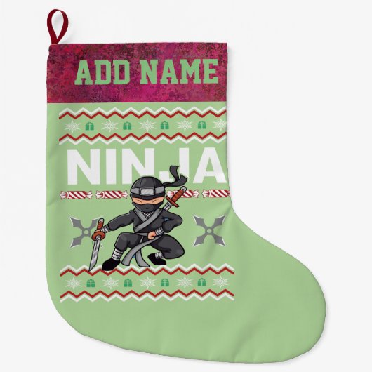 Ninja Ugly Christmas Sweater Großer Weihnachtsstrumpf (Vorderseite)