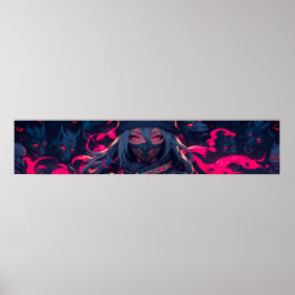 Ninja und ihre Wölfe animalische Kunst Poster