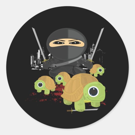 Ninja und Turtles Runder Aufkleber (Vorderseite)