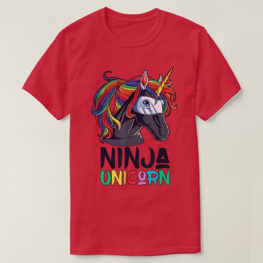 Ninja Unicorn Girls Rainbow Martial Arts Fighter T-Shirt (Design vorne)