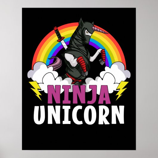 Ninja Unicorn Samurai Magical Rainbow Martial Arts Poster (Vorne)
