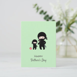 Ninja Vater und Kind auf der grünen Postkarte